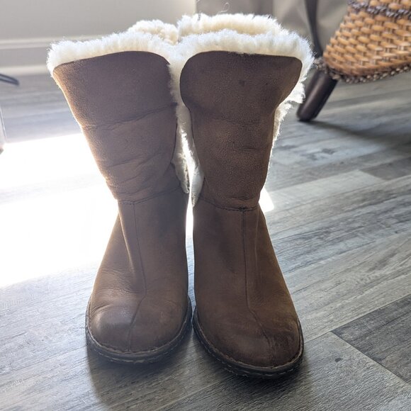 Born brown shearling lined Donna Booties  size 7.5 - Picture 2 of 5